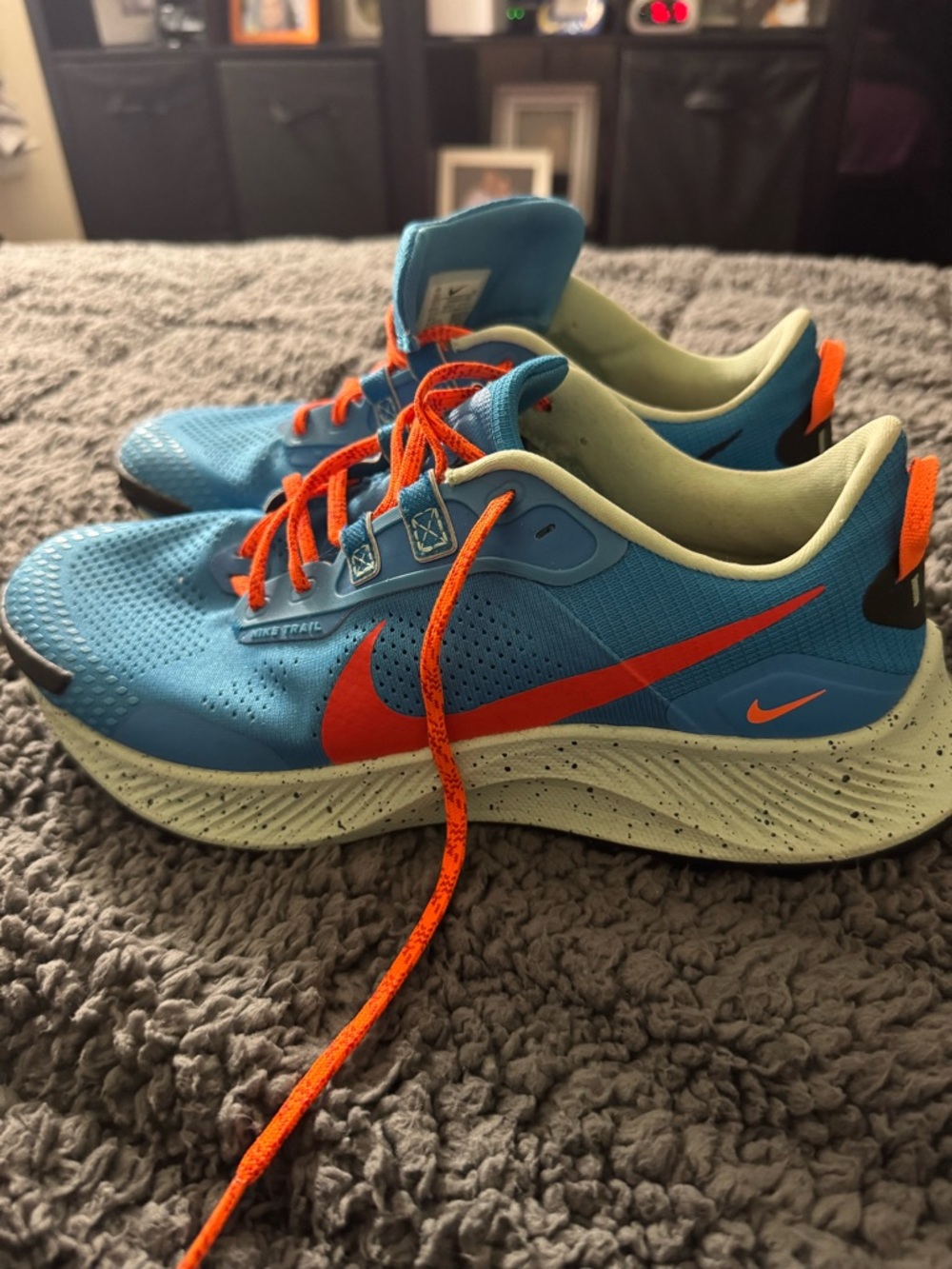 Nike Light Blue and Orange Mesh Running Sneakers